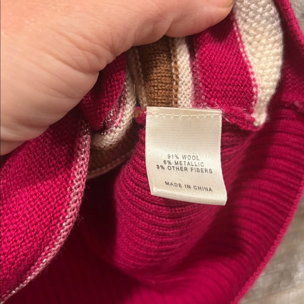 St John Wool magenta pink with stripes sweater vest size Medium